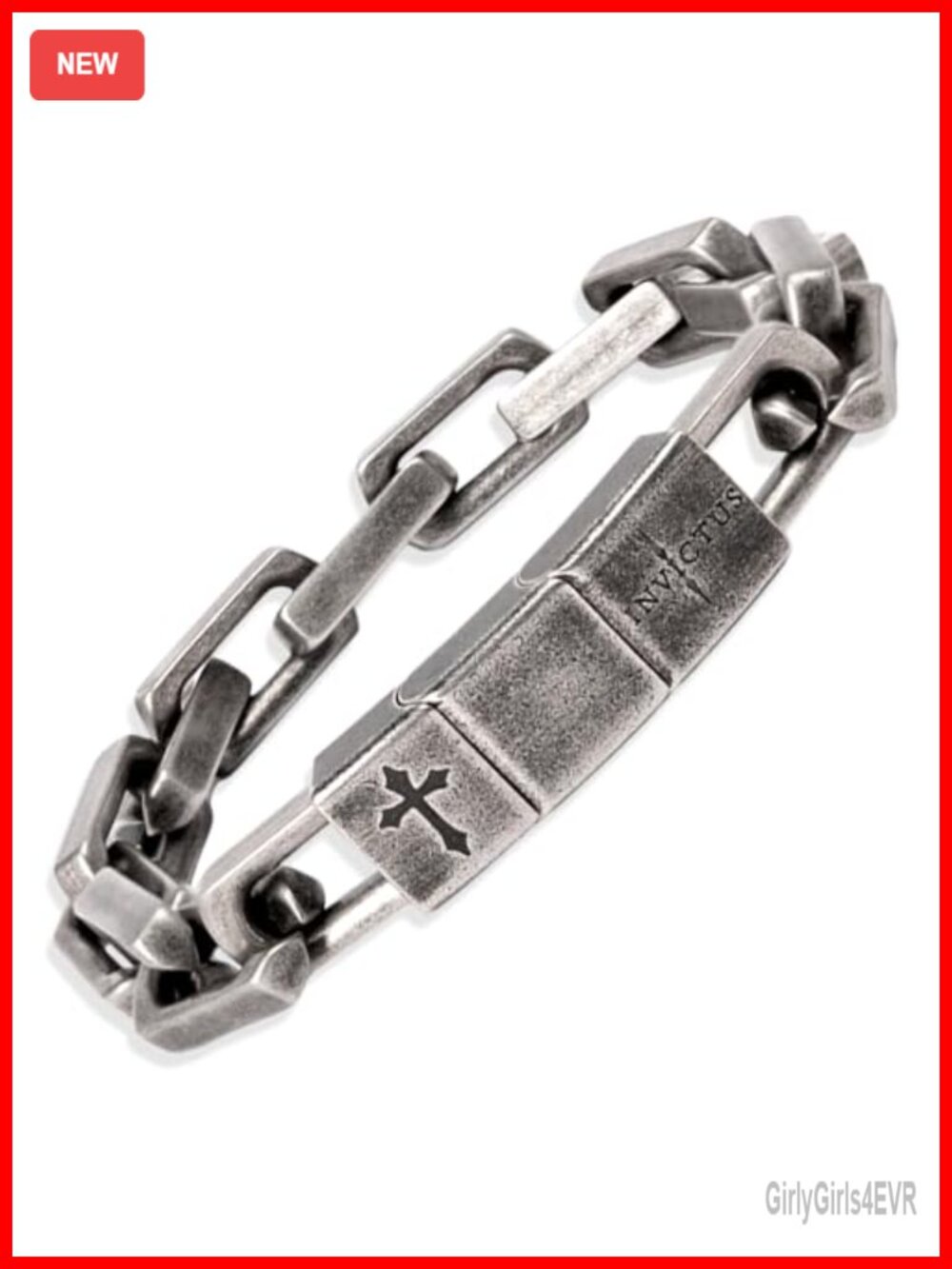 Stainless Steel Link Bracelet Men Invictus Unconquered